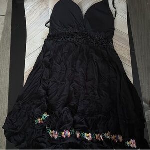 Elegant Black Floral Embroidered Dress